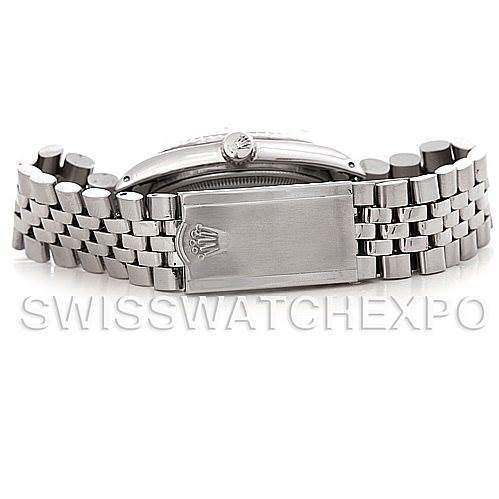 The image shows the clasp and part of the bracelet of a Rolex Vintage Collection 1601 Men's Stainless Steel Silver Dial 1601 Men's Stainless Steel Silver Dial watch from the back angle.