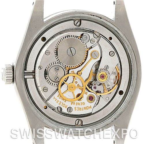 The image shows the inner mechanical movement of a Rolex Vintage Collection 6694 Men's Stainless Steel Black Dial 6694 Men's Stainless Steel Black Dial watch from a back case angle with its cover removed.