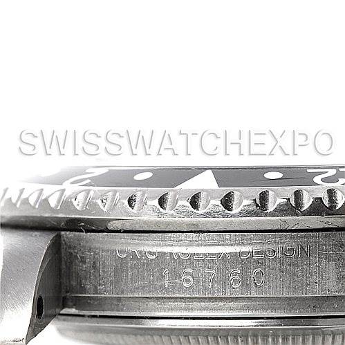 The image shows a side angle of the bezel and case of a Rolex Vintage Collection 16760 Stainless Steel Black Dial 16760 Stainless Steel Black Dial model, specifically highlighting the model number 16760.