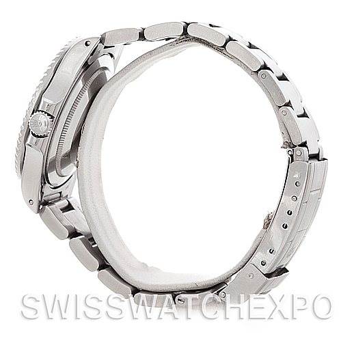 This image shows the side profile of a Rolex Vintage Collection 16760 Stainless Steel Black Dial 16760 Stainless Steel Black Dial watch, highlighting the bracelet, crown, and case.