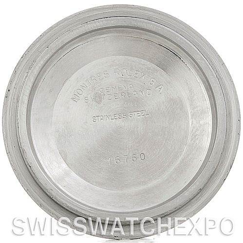 This image shows the inside case back of a Vintage Collection Rolex watch with inscription details.