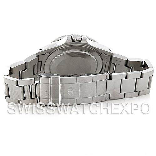 This image shows the backside and the stainless steel bracelet of a Rolex Vintage Collection 16760 Stainless Steel Black Dial 16760 Stainless Steel Black Dial model watch.