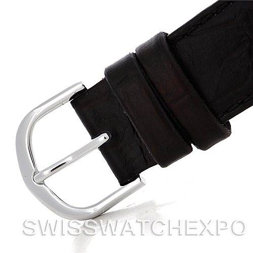 This image shows a close-up of the buckle and a portion of the strap of a Rolex Vintage Collection 1601 Men's Stainless Steel Black Dial 1601 Men's Stainless Steel Black Dial watch.