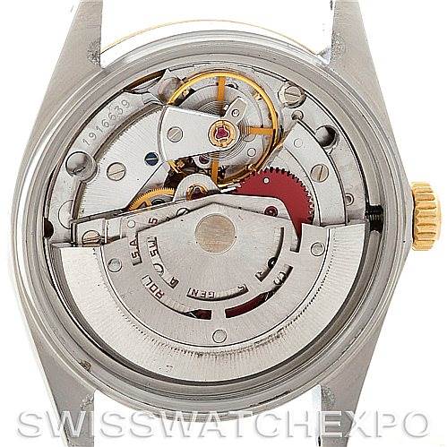 This image shows the internal movement and mechanical parts of a Rolex Vintage Collection 16013 Men's Stainless Steel White Dial 16013 Men's Stainless Steel White Dial model from the back angle.