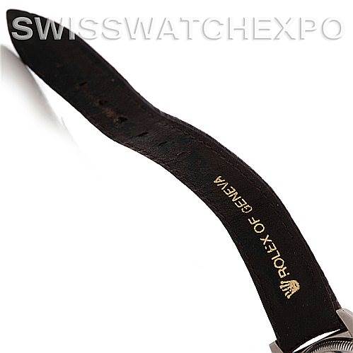 This is a close-up view of the strap of the Vintage Collection model by Rolex.