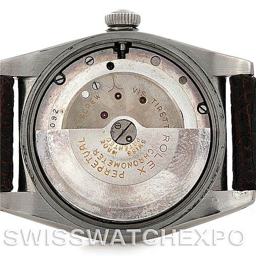 The image shows the back of the Rolex Vintage Collection 2940 Men's Stainless Steel Silver Dial 2940 Men's Stainless Steel Silver Dial watch with an open case, exposing the movement and internal mechanisms.