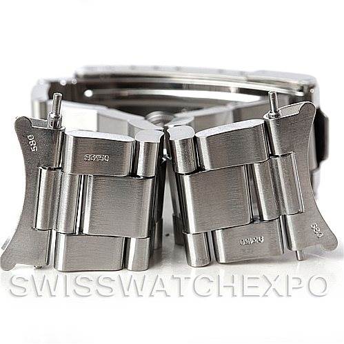 This image shows the clasp and links of a Rolex Vintage Collection 5513 Men's Stainless Steel Black Dial 5513 Men's Stainless Steel Black Dial model watch from a close-up angle.