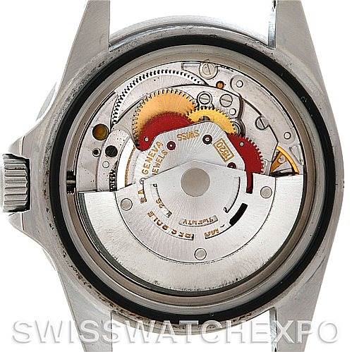 This image shows the back of the Rolex Vintage Collection 5513 Men's Stainless Steel Black Dial 5513 Men's Stainless Steel Black Dial watch, revealing its intricate internal mechanical parts.