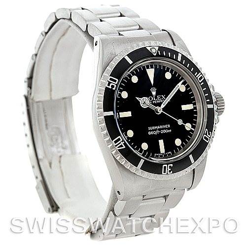 The image shows a Rolex Vintage Collection 5513 Men's Stainless Steel Black Dial 5513 Men's Stainless Steel Black Dial Submariner watch at a three-quarter angle, highlighting the dial, bezel, and bracelet.