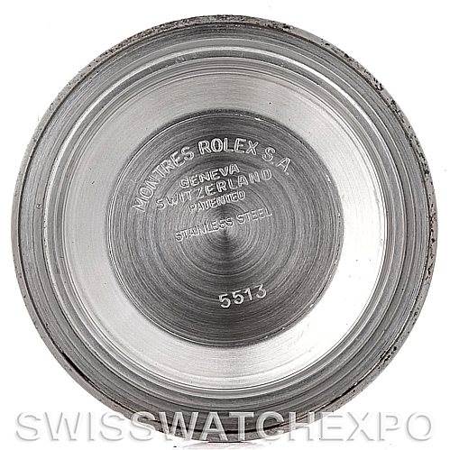 The image shows the inside case back of a Vintage Collection Rolex watch, with engravings indicating model and material details.