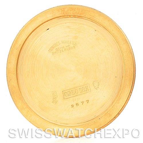 The image shows the inside of a Rolex Vintage Collection 9577 Men's Yellow Gold Champagne Dial 9577 Men's Yellow Gold Champagne Dial watch case back, from a top-down angle.