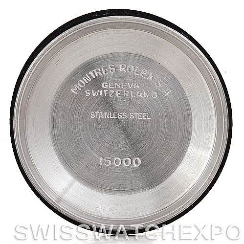 This image shows the inner case back of a Vintage Collection Rolex watch, engraved with the model number and origin details.