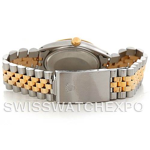 The image shows the back view of the Rolex Vintage Collection 15053 Men's Stainless Steel Silver Dial 15053 Men's Stainless Steel Silver Dial watch, highlighting the clasp and bracelet.