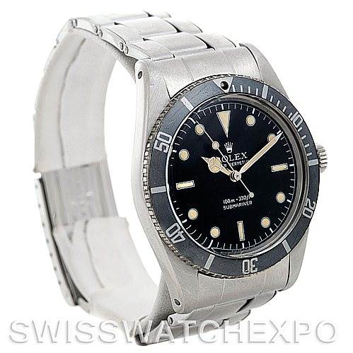The image shows a side-front angle view of the Rolex Vintage Collection 5508 Men
s Stainless Steel  5508 Men
s Stainless Steel  model watch, highlighting its bezel, dial, and bracelet.