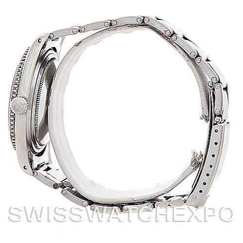 This image shows a side view of the Rolex Vintage Collection 5508 Men
s Stainless Steel  5508 Men
s Stainless Steel  watch, highlighting the case, bezel, crown, and bracelet.