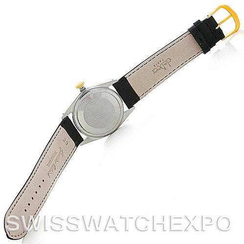 The image shows the back view of a Rolex Vintage Collection 16013 Men's Stainless Steel Champagne Dial 16013 Men's Stainless Steel Champagne Dial model watch with the strap fully extended.