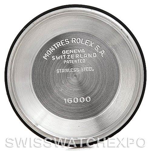 The image shows the inside case back of a Vintage Collection Rolex watch, emphasizing the model number and material details.