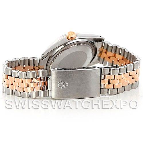 The image shows the back and clasp of a Rolex Vintage Collection 1601 Men's Steel and Gold (two tone) Grey Dial 1601 Men's Steel and Gold (two tone) Grey Dial watch, highlighting the two-tone metal bracelet.