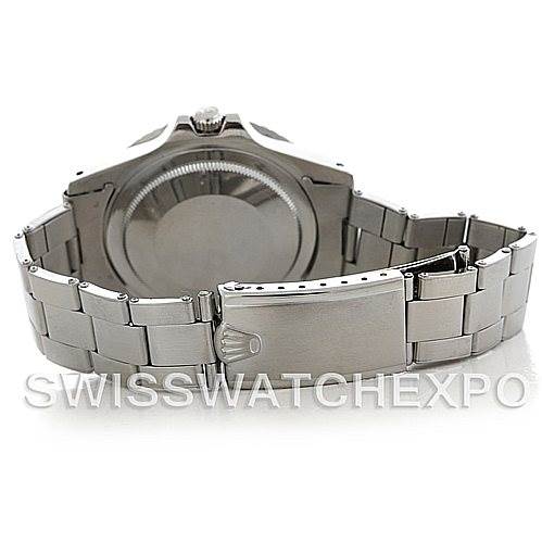 This is the back view of the Rolex Vintage Collection 1675 Men's Stainless Steel Black Dial 1675 Men's Stainless Steel Black Dial watch, showing the bracelet and clasp.