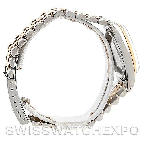 Side angle view of the Rolex Vintage Collection 15053 Men's Stainless Steel White Dial 15053 Men's Stainless Steel White Dial watch, showing the bracelet and side profile of the case.