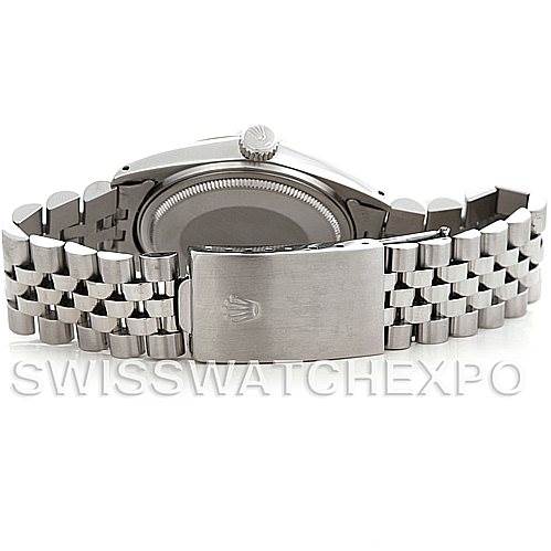 This image shows the backside of a Rolex Vintage Collection 16014 Men's Stainless Steel Silver Dial 16014 Men's Stainless Steel Silver Dial watch, highlighting the clasp, bracelet, and caseback.