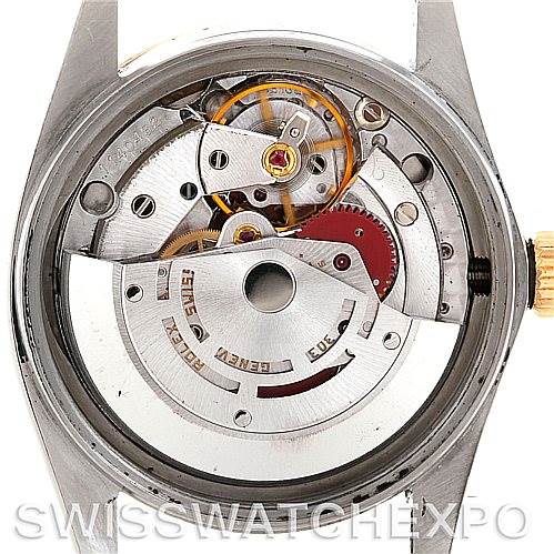 The image shows the exposed movement and mechanisms of a Rolex Vintage Collection 16013 Men's Stainless Steel Silver Dial 16013 Men's Stainless Steel Silver Dial watch from the back view.