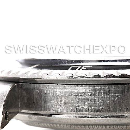 The image shows a close-up side angle of the Rolex Vintage Collection 5513 Men
s Stainless Steel Black Dial 5513 Men
s Stainless Steel Black Dial watch, focusing on the bezel and stainless steel casing.
