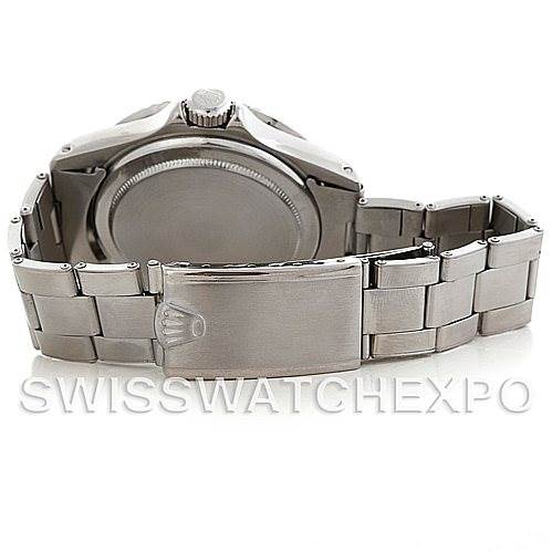 The image shows the back case, crown, and clasp of a Rolex Vintage Collection 5513 Men
s Stainless Steel Black Dial 5513 Men
s Stainless Steel Black Dial watch.