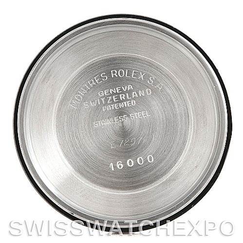 This image shows the interior of the case back of a Vintage Collection Rolex watch, with model and brand inscriptions visible.