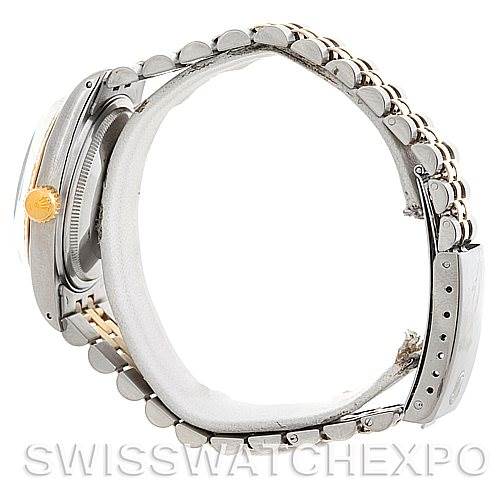 The image shows a side angle of the Rolex Vintage Collection 16013 Men's Stainless Steel White Dial 16013 Men's Stainless Steel White Dial model, focusing on the watch band, clasp, and case.