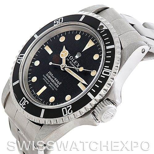 This image shows a side and front angle of the Rolex Vintage Collection 5512 Men's Stainless Steel Brown Dial 5512 Men's Stainless Steel Brown Dial model, displaying the bezel, dial, and crown.