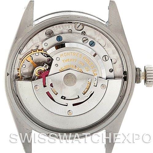 This image shows the back view and internal mechanics of the Rolex Vintage Collection 1500 Men's Stainless Steel Silver Dial 1500 Men's Stainless Steel Silver Dial model watch.