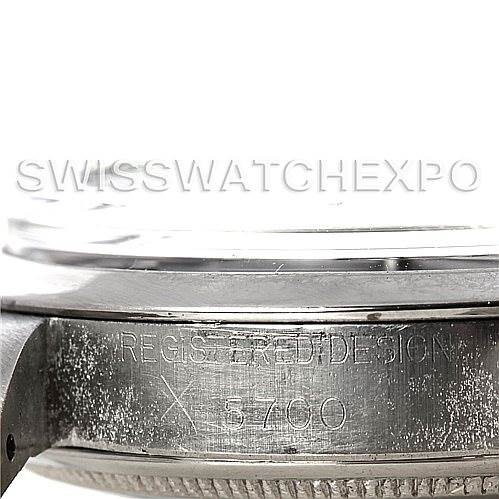 This image shows a side angle of the casing and engraving on a Vintage Collection model by Rolex.