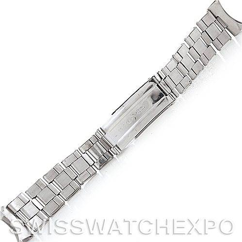 The image shows a top view of a stainless steel bracelet from the Rolex Vintage Collection 1675 Men's Stainless Steel Black Dial 1675 Men's Stainless Steel Black Dial model, focusing on the clasp mechanism.