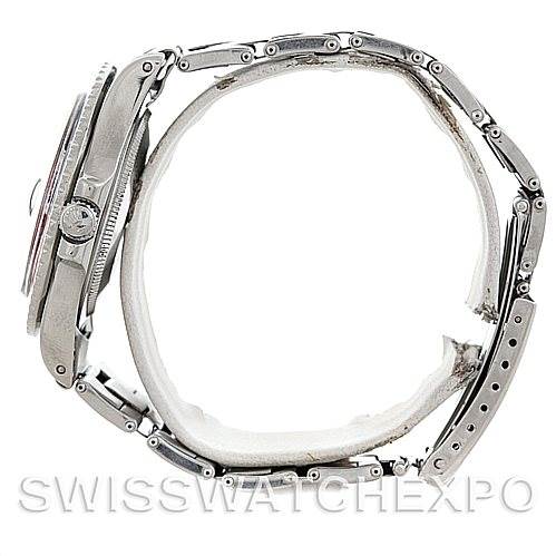 The image shows a side view of the Rolex Vintage Collection 1675 Men's Stainless Steel Black Dial 1675 Men's Stainless Steel Black Dial watch, showcasing the watch case, crown, and bracelet.