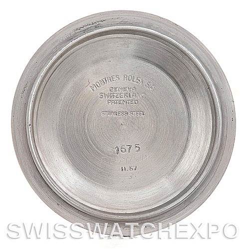 This image shows the inner case back of a Vintage Collection Rolex watch, highlighting model number 1675 from Swiss Watch Expo.