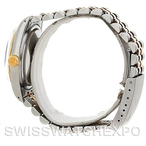 This image shows a side view of the Rolex Vintage Collection 16013 Men's Stainless Steel White Dial 16013 Men's Stainless Steel White Dial watch, featuring the crown and bracelet.