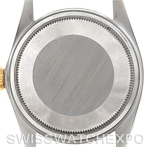 This image shows the back of the Rolex Vintage Collection 16013 Men's Stainless Steel White Dial 16013 Men's Stainless Steel White Dial watch case without the band, highlighting the screw-down case back and crown.