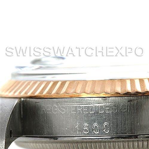 This image shows a close-up side view of a Rolex Vintage Collection 1500 Men's Steel and Gold (two tone) Black Dial 1500 Men's Steel and Gold (two tone) Black Dial watch, focusing on the watch case and bezel with the model number 1500.