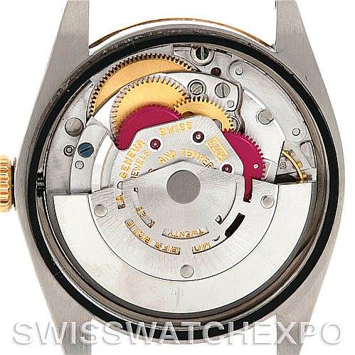 This image shows the internal mechanical movement of a Rolex Vintage Collection 1500 Men's Steel and Gold (two tone) Black Dial 1500 Men's Steel and Gold (two tone) Black Dial model, viewed from the back.