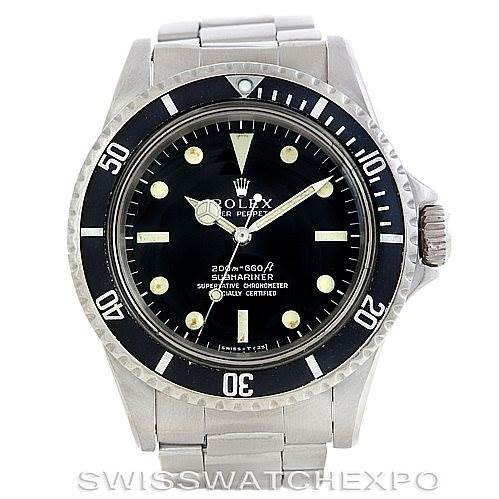 The image shows a front view of the Rolex Vintage Collection 5512 Men's Stainless Steel  5512 Men's Stainless Steel  Submariner with a stainless steel case and bracelet.