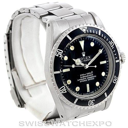 This image shows a Vintage Collection Rolex Submariner watch at a front-left angle, highlighting its dial, bezel, and bracelet.