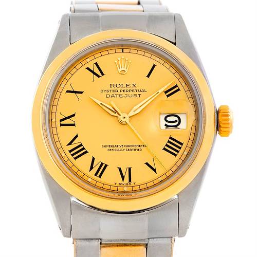 Photo of Rolex Datejust Vintage Mens Steel 18K Gold Watch 1600