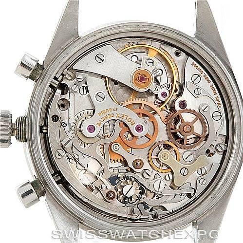 This image shows the intricate inner workings and mechanical parts of the Rolex Vintage Collection 6239 Men's Stainless Steel Silver Dial 6239 Men's Stainless Steel Silver Dial watch from a back view.