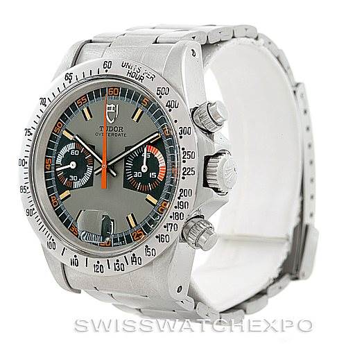 The Rolex Vintage Collection 7159 Men's Stainless Steel Grey Dial 7159 Men's Stainless Steel Grey Dial watch is shown at a three-quarter angle, featuring the dial, bezel, pushers, and part of the bracelet.