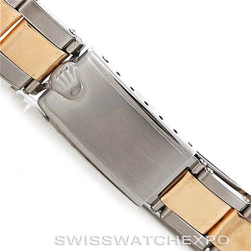 The image shows a close-up of the bracelet clasp of a Rolex Vintage Collection 1500 Men's Steel and Gold (two tone) Blue Dial 1500 Men's Steel and Gold (two tone) Blue Dial watch.