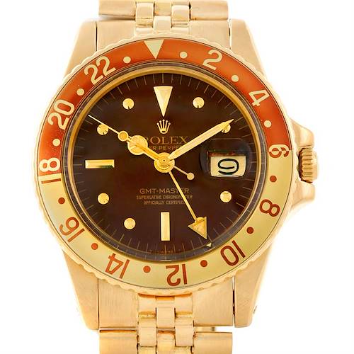 Photo of Rolex GMT Master Vintage 18K Gold Nipple Dial Watch 1675