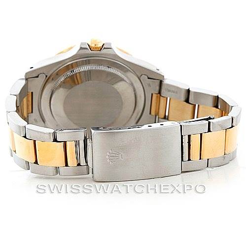 This image shows the back of a Rolex Vintage Collection 16753 Men's Stainless Steel Black Dial 16753 Men's Stainless Steel Black Dial watch, focusing on the case back and two-tone metal bracelet clasp.