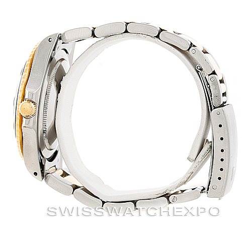 The image shows a side view of the Rolex Vintage Collection 16753 Men's Stainless Steel Black Dial 16753 Men's Stainless Steel Black Dial watch, focusing on the bracelet, case, and crown.