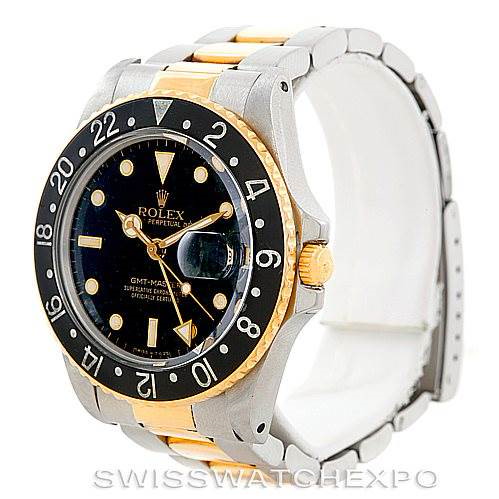 Rolex GMT Master Vintage Mens 18k Gold Steel Watch 16753 SwissWatchExpo